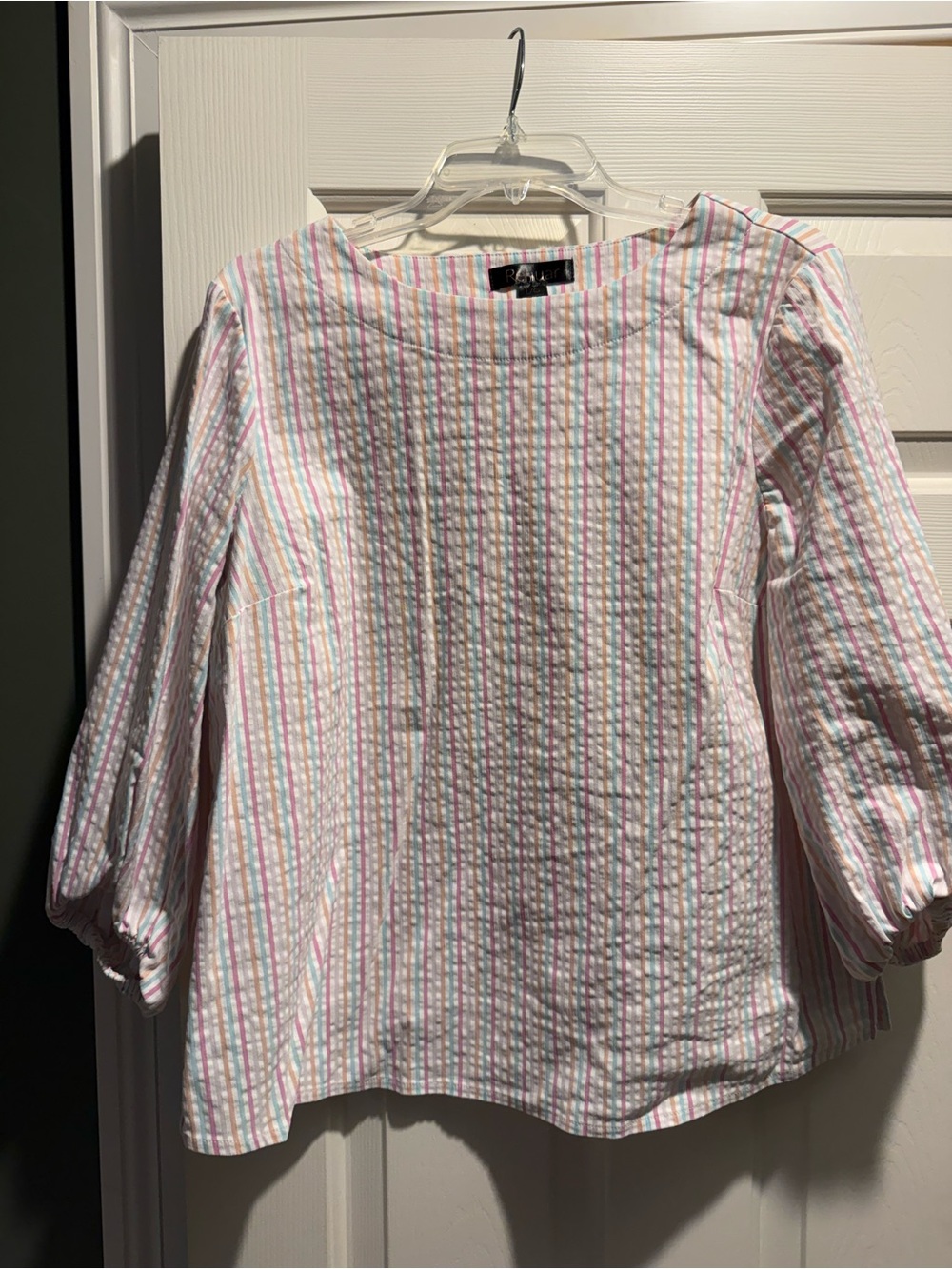 Pastel Multi-Stripe Seersucker Top